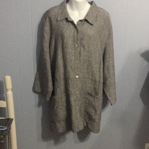 Coldwater creek linen Three-quarter sleeve top 3x